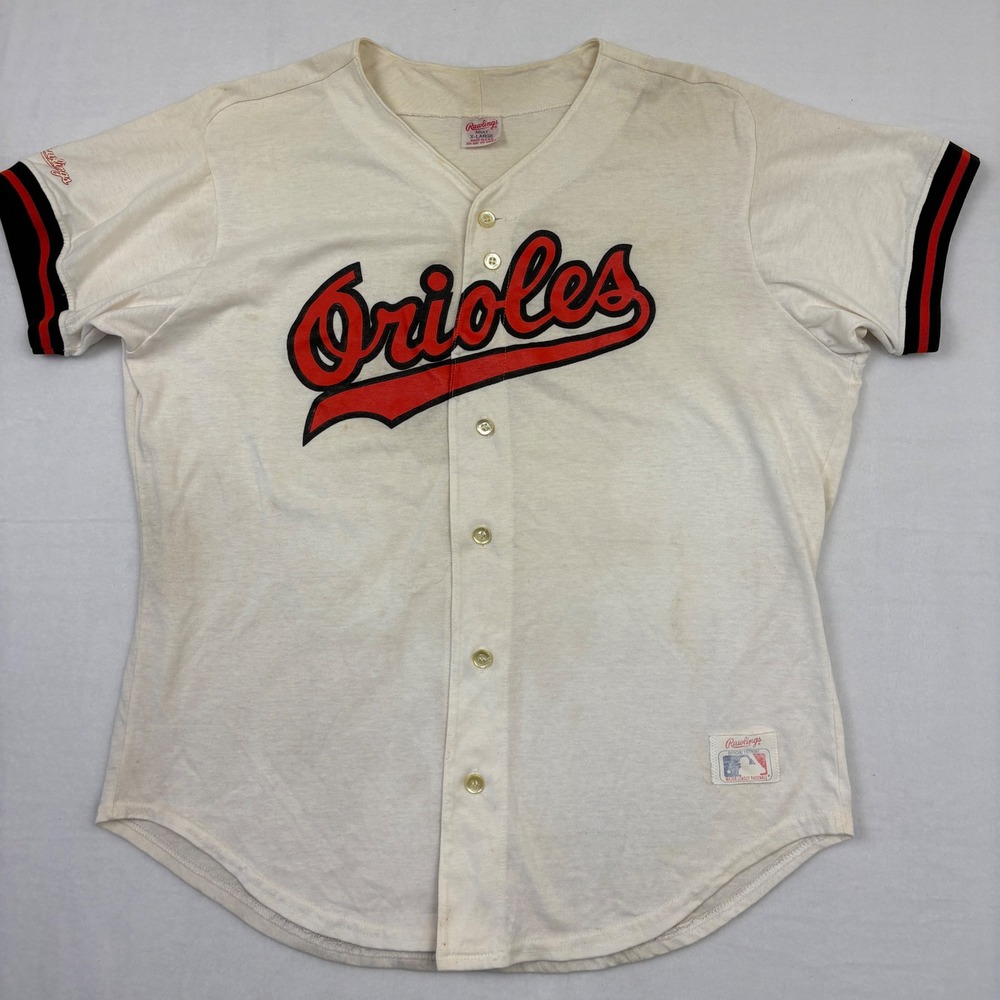 Vintage Rawlings Baltimore Orioles Baseball Jersey Mens XL White Button Up N1
